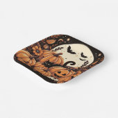 かぼちゃ、黒猫、こうもり、満月 ペーパープレート (傾斜あり)