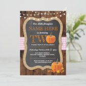 かぼちゃ 2歳の誕生日パーティー TWO ピンクの女の子の招待状 招待状 (スタンド正面)