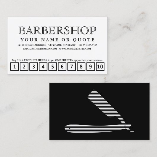 かみそりのストライプなロイヤリティのパンチカード ロイヤリティカード (正面/裏面)