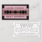 かみそりの刃のばら色の金ゴールドの理容師のモダンの美容師 名刺 (正面/裏面)