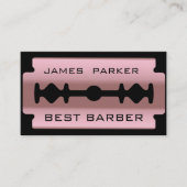 かみそりの刃のばら色の金ゴールドの理容師のモダンの美容師 名刺 (正面)