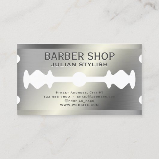 かみそりフェイク刃かみそり金属製ロイヤリティカード 名刺 (裏面)
