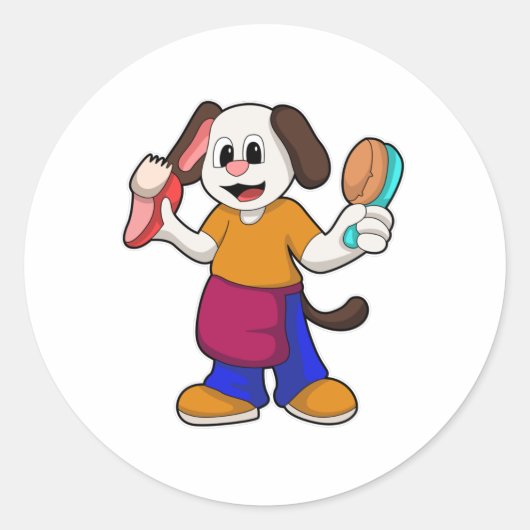 かみそり付きの美容師としての犬 ラウンドシール (正面)