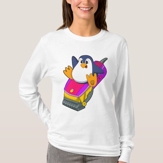 かみそり付き美容師としてのペンギン Tシャツ (正面)