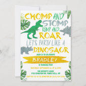 かみつき＆スタンプ！恐竜男子 誕生日パーティー 招待状 (正面)