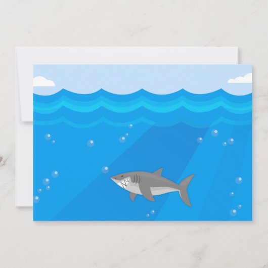 かみ傷-鮫のテーマの誕生日の招待状--を持って下さい 招待状 (裏面)