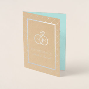 かみ合わせたリング-折られた結婚式招待状 箔カード