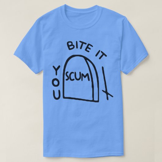 かむ胸のタトゥーをクスクス Tシャツ (デザイン正面)