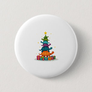 かめツリー クリスマスツリー かわいいカメのクリスマス 缶バッジ