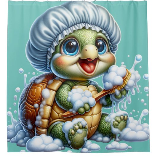 「かめ浴時間おもしろい」 シャワーカーテン (正面)