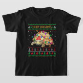 かめ醜いクリスマスセーターサンタタートルクリスム Tシャツ (レイダウン)