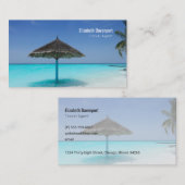 かやぶき傘で旅行する熱帯ビーチ 名刺 (正面/裏面)