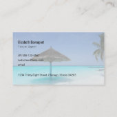 かやぶき傘で旅行する熱帯ビーチ 名刺 (裏面)