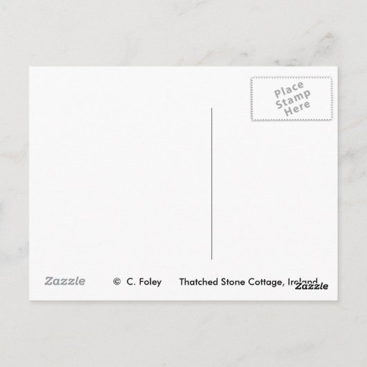かやぶき石のコテージ，ケリー，アイルランドのはがき ポストカード (裏面)