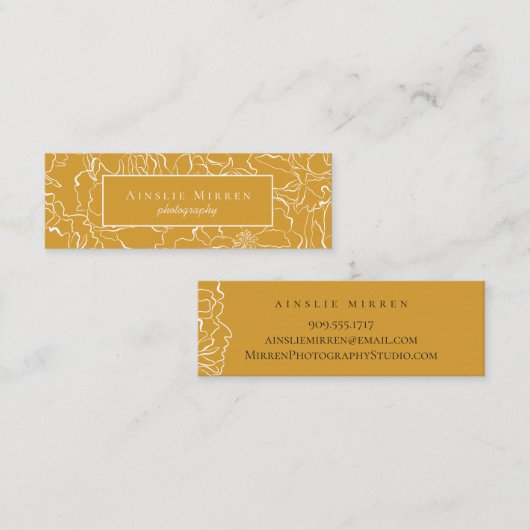 からし素朴黄単純フローラ スキニー名刺 (正面/裏面)