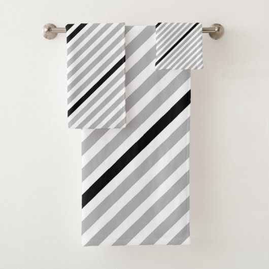 からし黄色、灰色、黒、白ストライプ色 バスタオルセット (インサイチュ)