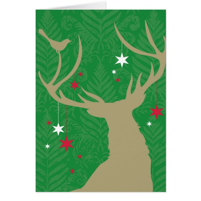 からつるす星を持つシカのシルエット (正面)