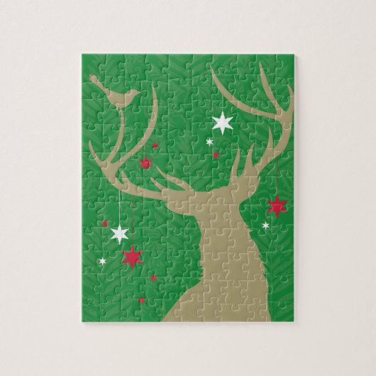 からつるす星を持つシカのシルエット ジグソーパズル (縦)