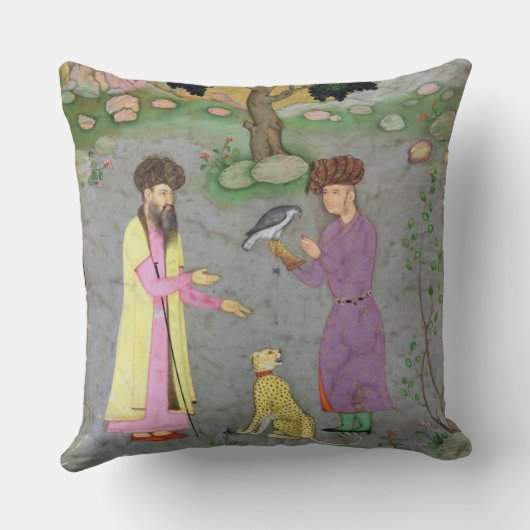 からの友達およびペットチータを持つファルコナー、 クッション (裏面)