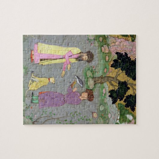 からの友達およびペットチータを持つファルコナー、 ジグソーパズル (横)