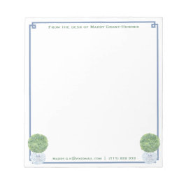 ～からの手紙 |シックな青いギリシャの鍵ボクウッドトピアリー ノートパッド