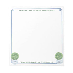 ～からの手紙  シックな青いギリシャの鍵ボクウッドトピアリー ノートパッド