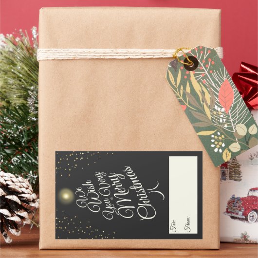 ～からの木炭で非常に陽気なクリスマスツリーギフト 長方形シール (クリスマス)