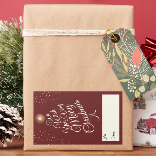 ~からの赤い非常に陽気なクリスマスツリーの贈り物 長方形シール (クリスマス)
