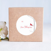 ~からエレガントの冬ミニマル赤(鳥)ショウジョウコウカンチョウ ラウンドシール