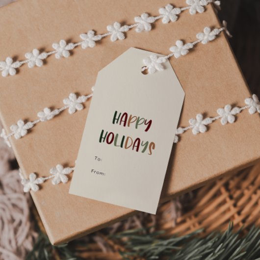 ～からカジュアルのグカラフルリーンハッピーホリデー ギフトタグ