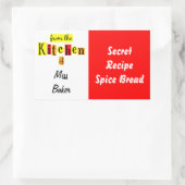 からキッチンのレトロレッドイエローベーキングラベル 長方形シール (バッグ)