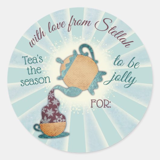 〜からクリスマスのお茶を注ぐ季節 ラウンドシール (正面)