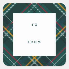 からクリスマスのクリスマスプレゼントを緑に塗る スクエアシール