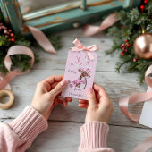 からピンククリスマスレトロヴィンテージトナカイ ギフトタグ