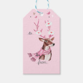 からピンククリスマスレトロヴィンテージトナカイ ギフトタグ (正面)