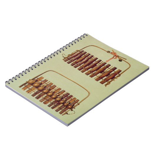 、から南アフリカマリンバ、前部および背部眺め ノートブック (左側)