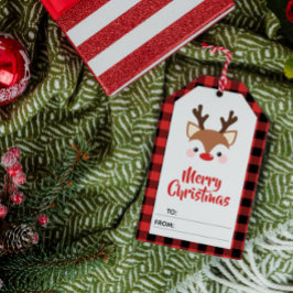 ～から来たトナカイ赤の聖降誕祭を喜んで祝う ギフトタグ