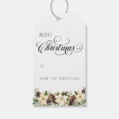 から白いクリスマスポインセチア ギフトタグ (正面)