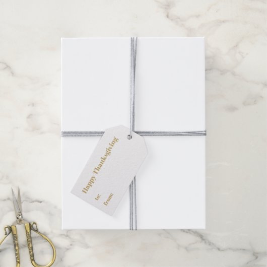 から白い金ゴールドを受け取る幸せモダンな ギフトタグ (より糸付き)