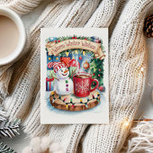 かわいいあたたかい冬の願い雪だるまクリスマスカード シーズンカード