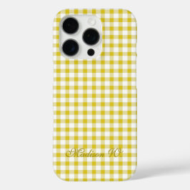 かわいいあたたかい黄色のギンガムチェック柄 iPhone 16 PROケース