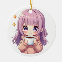 かわいいあったかコーヒーガール – パステルデザインのステッカー