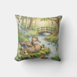 かわいいあひるさんと赤ちゃんたちの川と湖の動物たち クッション