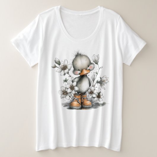 かわいいあひるちゃん プラスサイズTシャツ (デザイン正面)