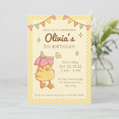 かわいいあひるの誕生日パーティー招待状 招待状 (スタンド正面)