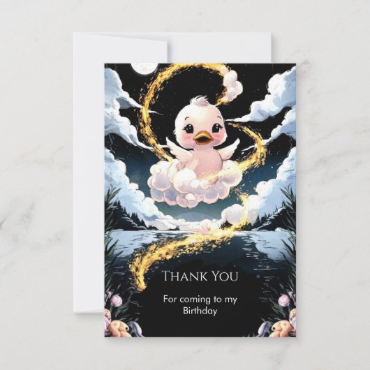 かわいいあひるの誕生日 サンキューカード (正面)