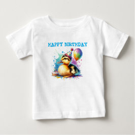 かわいいあひるの赤ちゃんの誕生日Tシャツ ベビーTシャツ