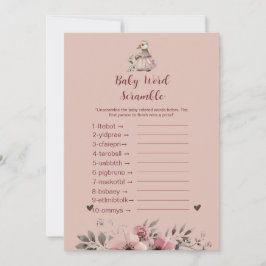 かわいいあひるの赤ちゃん言葉スクランブル|ベビーシャワーゲーム 招待状