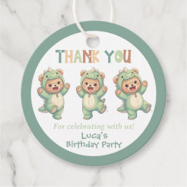かわいいありがとうテディベア恐竜お誕生日おめでとう フェイバータグ