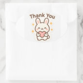 かわいいありがとうバニーオーバルステッカー 楕円形シール (バッグ)